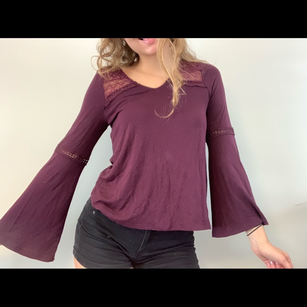 Hippie Rose Bell Bottom Blouse with lace detail